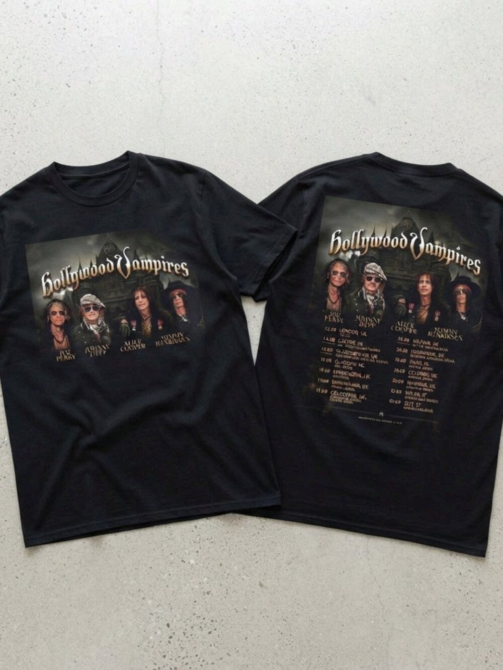 Hollywood Vampires World Tour 2026 Black T-Shirt Unisex S-4XL